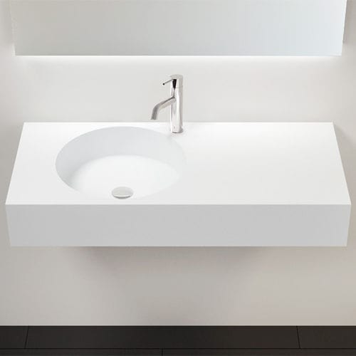 Lavabo sospeso - WT-02-A - Badeloft GmbH - ghisa minerale / con piano integrato / rettangolare