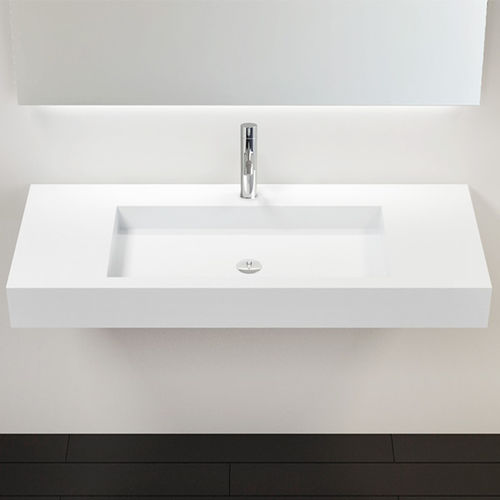 Lavabo sospeso - WT-03 - Badeloft GmbH - ghisa minerale / con piano integrato / rettangolare