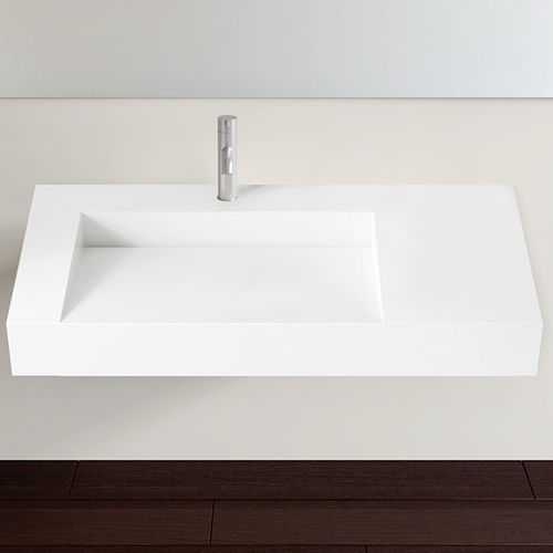 Lavabo sospeso - WT-04-A - Badeloft GmbH - ghisa minerale / con piano integrato / rettangolare