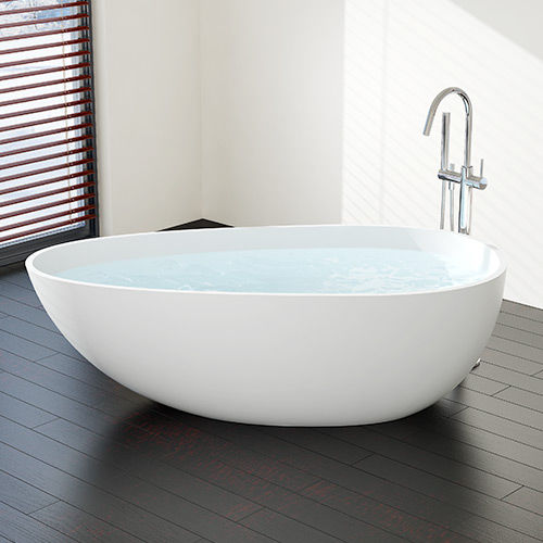 Vasca da bagno ovale - BW-01-XL - Badeloft GmbH - ad isola / ghisa minerale / bianca