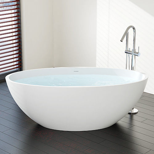 Vasca da bagno ovale - BW-04-XL - Badeloft GmbH - ad isola / ghisa minerale / bianca