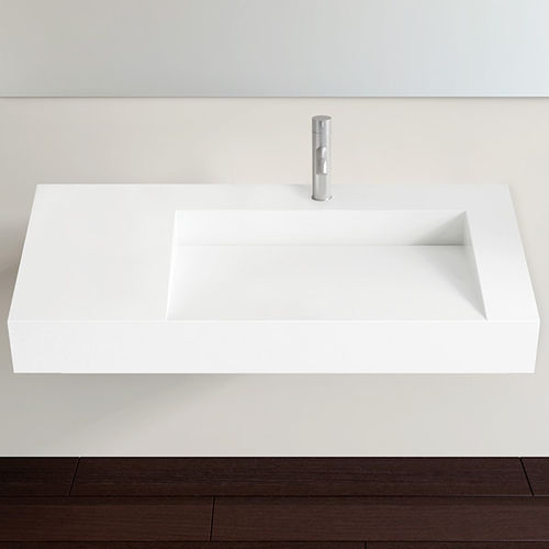 Lavabo sospeso - WT-04-B - Badeloft GmbH - ghisa minerale / con piano integrato / rettangolare