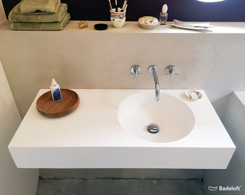 Lavabo sospeso - WT-02-B - Badeloft GmbH - ghisa minerale / con piano integrato / rettangolare