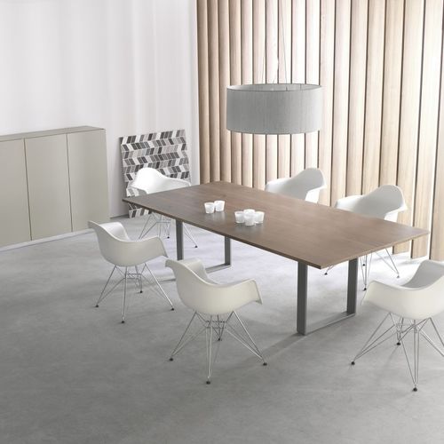 Tavolo contemporaneo - MIXT - Balma - in melaminico / con supporto in metallo / rettangolare
