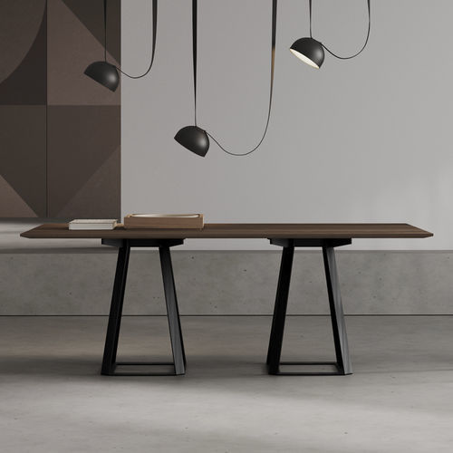Tavolo contemporaneo - H2 - Balma - impiallacciato in legno / in melaminico / con supporto in metallo