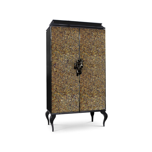 Armadio design nuovo barocco - DIVINE QUAIL FEATHER - KOKET Love Happens - in legno laccato brillante / in piume / con ante battenti