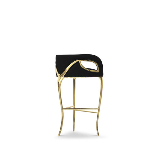 Sgabello da bar classico - CHANDRA - KOKET Love Happens - in velluto / con supporto in ottone / con 3 piedi