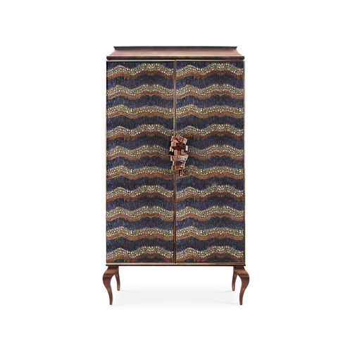 Armadio design nuovo barocco - DIVINE PEACOCK & PHEASANT PURPLE FEATHER - KOKET Love Happens - in legno laccato brillante / in piume / con ante battenti