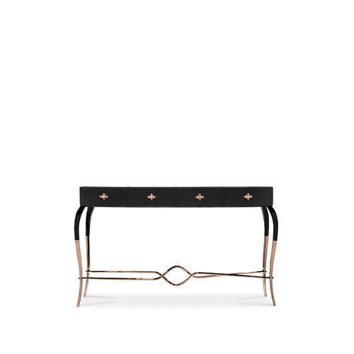 Consolle design nuovo barocco - LURIDAE - KOKET Love Happens - in ottone / rettangolare / con cassetti