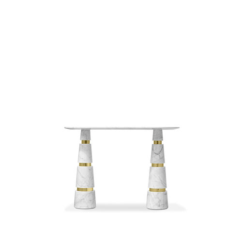 Consolle contemporanea - AVALANCHE CARRARA MARBLE - KOKET Love Happens - in ottone lucidato / in marmo / con supporto in marmo