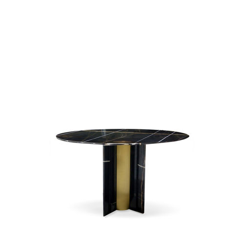 Tavolo da pranzo contemporaneo - PARIS NERO MAQUINA MARBLE - KOKET Love Happens - in marmo / con supporto in ottone / con supporto in marmo