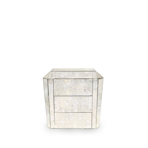 Comodino Art Deco - TAMARA 3 DRAWERS - KOKET Love Happens - in vetro / rettangolare / con cassetti