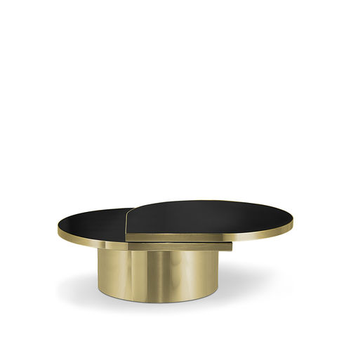 Tavolino basso contemporaneo - TEARS POLISHED BRASS - KOKET Love Happens - in vetro / con supporto in ottone lucido / per uso residenziale