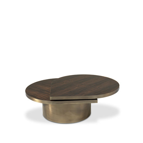 Tavolino basso contemporaneo - TEARS AGED BRASS - KOKET Love Happens - impiallacciato in legno / in ebano / con base in ottone invecchiato