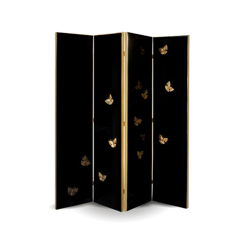 Paravento contemporaneo - EUPHORIA BLACK LACQUER METAL FRAME - KOKET Love Happens - in legno laccato / in acciaio inossidabile lucido / su misura