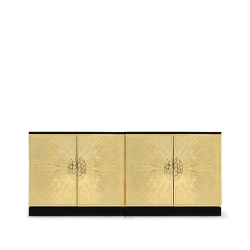 Credenza contemporanea - HEIVE - KOKET Love Happens - in legno laccato / in ottone lucidato / con ante battenti