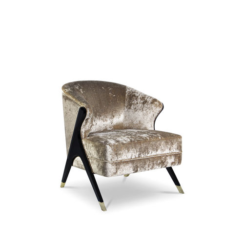 Poltrona classica - NAOMI - KOKET Love Happens - in velluto / in legno / beige