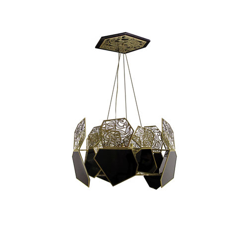 Lampadario design originale - HYPNOTIC LACQUER - KOKET Love Happens - in vetro fumè / in bronzo / in ottone lucidato