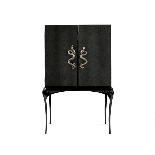 Mobile bar contract - INDIA - KOKET Love Happens - contemporaneo / in legno laccato brillante / in pelle