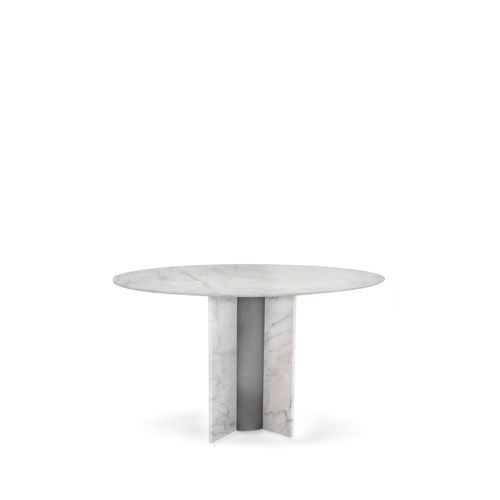 Tavolo da pranzo contemporaneo - PARIS ESTREMOZ MARBLE - KOKET Love Happens - in marmo / con supporto in acciaio inossidabile lucido / con supporto in marmo