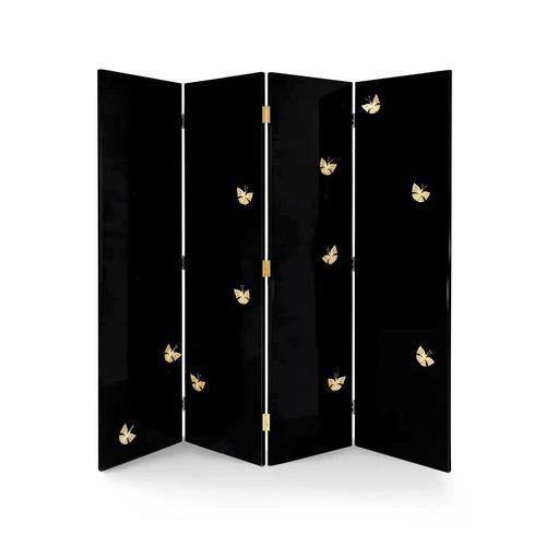 Paravento classico - EUPHORIA BLACK LACQUER - KOKET Love Happens - in legno laccato brillante / 4 pannelli / nero