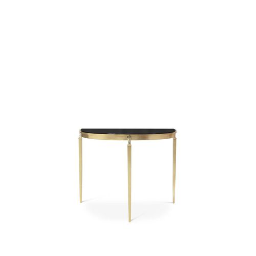 Consolle a mezzaluna - GISELE - KOKET Love Happens - design minimalista / in vetro temprato / con supporto in ottone lucido