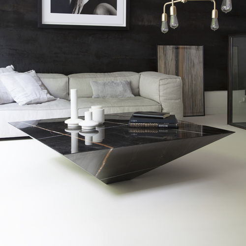 Tavolino basso contemporaneo - LYTHOS - Haymann Editions - in marmo / con supporto in marmo / quadrato