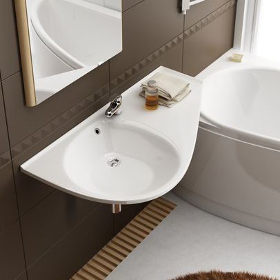 Lavabo sospeso - AVOCADO COMFORT - RAVAK - in composito / con piano integrato / scultura
