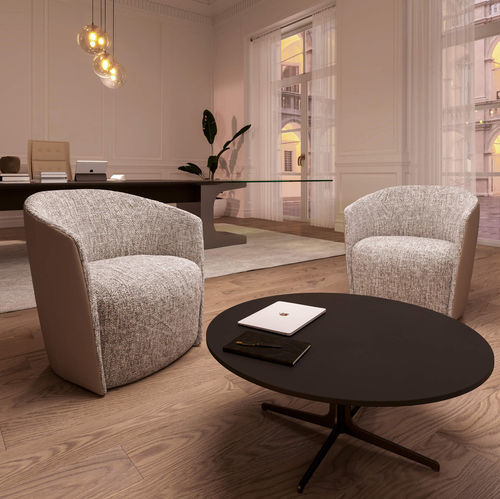 Poltrona contemporanea - Fuller XL - Presotto - in tessuto / marrone / con braccioli