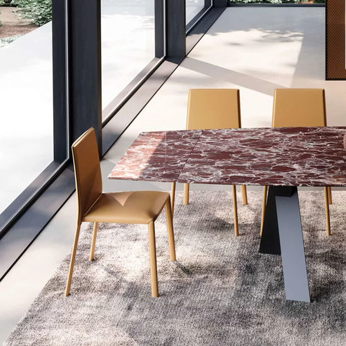 Sedia contemporanea - Mia - Presotto - da interno / in pelle / con supporto in metallo