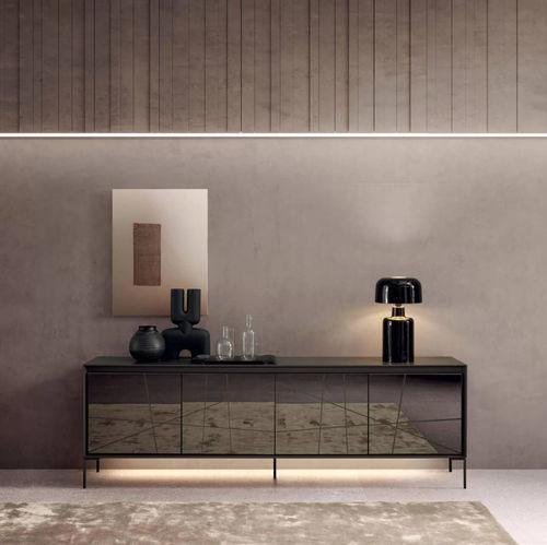 Credenza alta - Neck - Presotto - contemporanea / in legno laccato opaco / in metallo