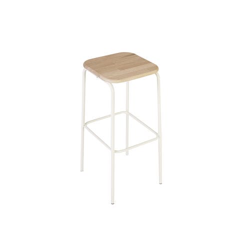 Sgabello da bar design minimalista - SIMO - Spoinq - in pelle / in tessuto / in rovere