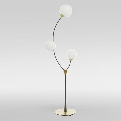 Lampada da terra - IVY - cto lighting - in ottone / in vetro opalescente / in vetro fumè