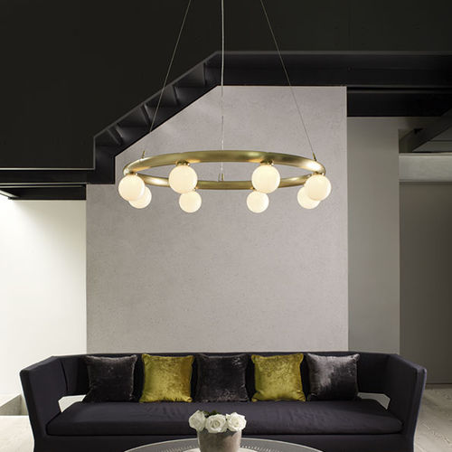Lampadario contemporaneo - ORB - cto lighting - in vetro opalescente / in ottone / in acciaio inossidabile