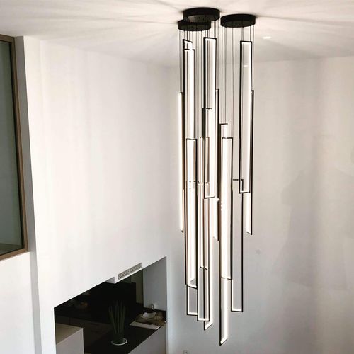 Lampadario contemporaneo - CASCADE MIRÉ – 12 - CINIER - in acciaio / scultura / rettangolare