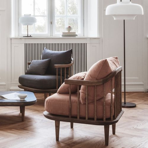 Poltrona contemporanea - FLY  - Andtradition - in tessuto / in rovere / imbottita