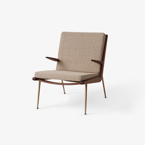 Poltrona contemporanea - BOOMERANG - Andtradition - in tessuto / in legno massiccio / in ottone