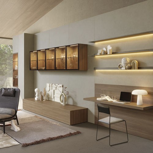Parete attrezzata per soggiorno contemporanea - SM2514 - ZALF spa - in vetro / in metallo / in melaminico