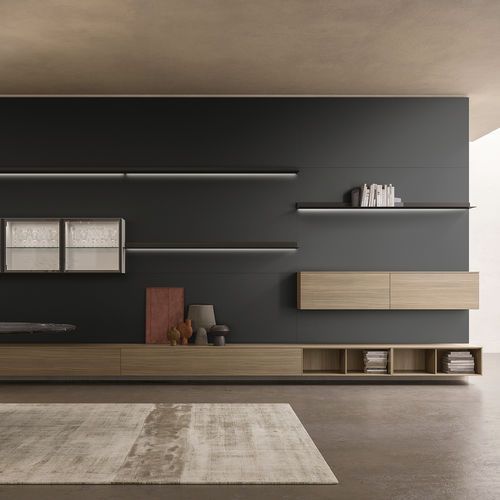 Parete attrezzata per soggiorno contemporanea - SM2225 - ZALF spa - in metallo verniciato / in melaminico / con cassetti