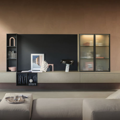Parete attrezzata per soggiorno contemporanea - SM2502 - ZALF spa - in melaminico / con contenitore