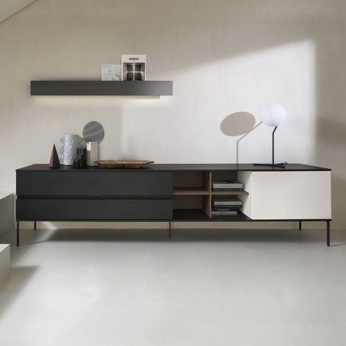 Credenza contemporanea - ZALF spa - in metallo verniciato / con ripiano / con illuminazione integrata
