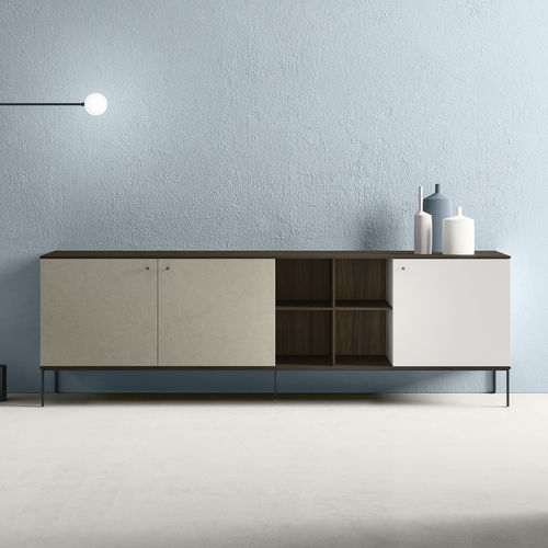 Credenza contemporanea - ZALF spa - in metallo verniciato / con ripiano / con ante battenti