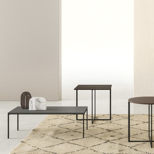 Tavolo d'appoggio contemporaneo - TIC | TAC - ZALF spa - in melaminico / con supporto in metallo / rotondo
