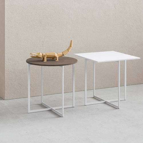 Tavolino basso contemporaneo - TIC | TAC - ZALF spa - in melaminico / con supporto in metallo / rotondo