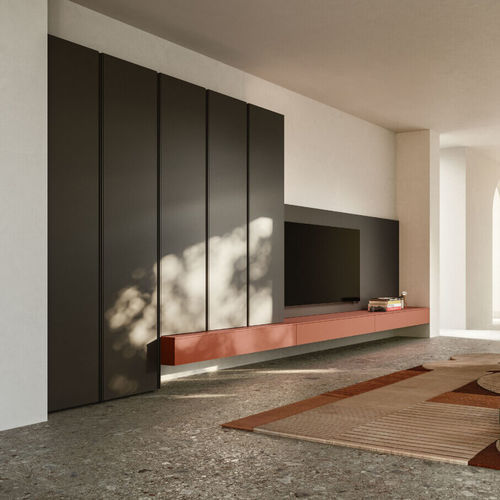 Parete attrezzata per soggiorno contemporanea - SM2625 - ZALF spa - in melaminico / in terracotta / in pietra lavica