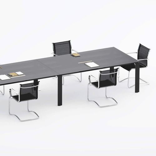 Tavolo da riunione contemporaneo - SM2581 - ZALF spa - in legno / con supporto in metallo / rettangolare