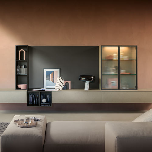 Parete attrezzata per soggiorno contemporanea - SM2502 - ZALF spa - in melaminico / con contenitore