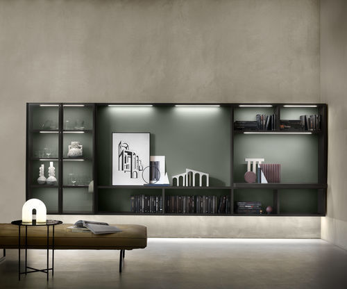 Parete attrezzata per soggiorno contemporanea - SM2212 - ZALF spa - in melaminico / con contenitore / luminosa