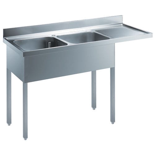 Lavello a 2 vasche - 133195 - ZANUSSI PROFESSIONAL - con gocciolatoio / in acciaio inossidabile / su gambe