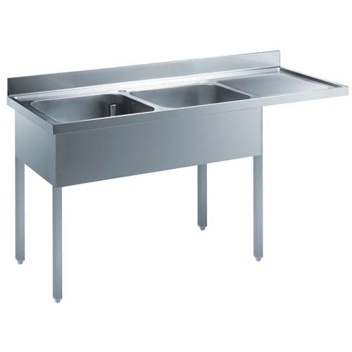 Lavello a 2 vasche - 133197 - ZANUSSI PROFESSIONAL - con gocciolatoio / in acciaio inossidabile / su gambe